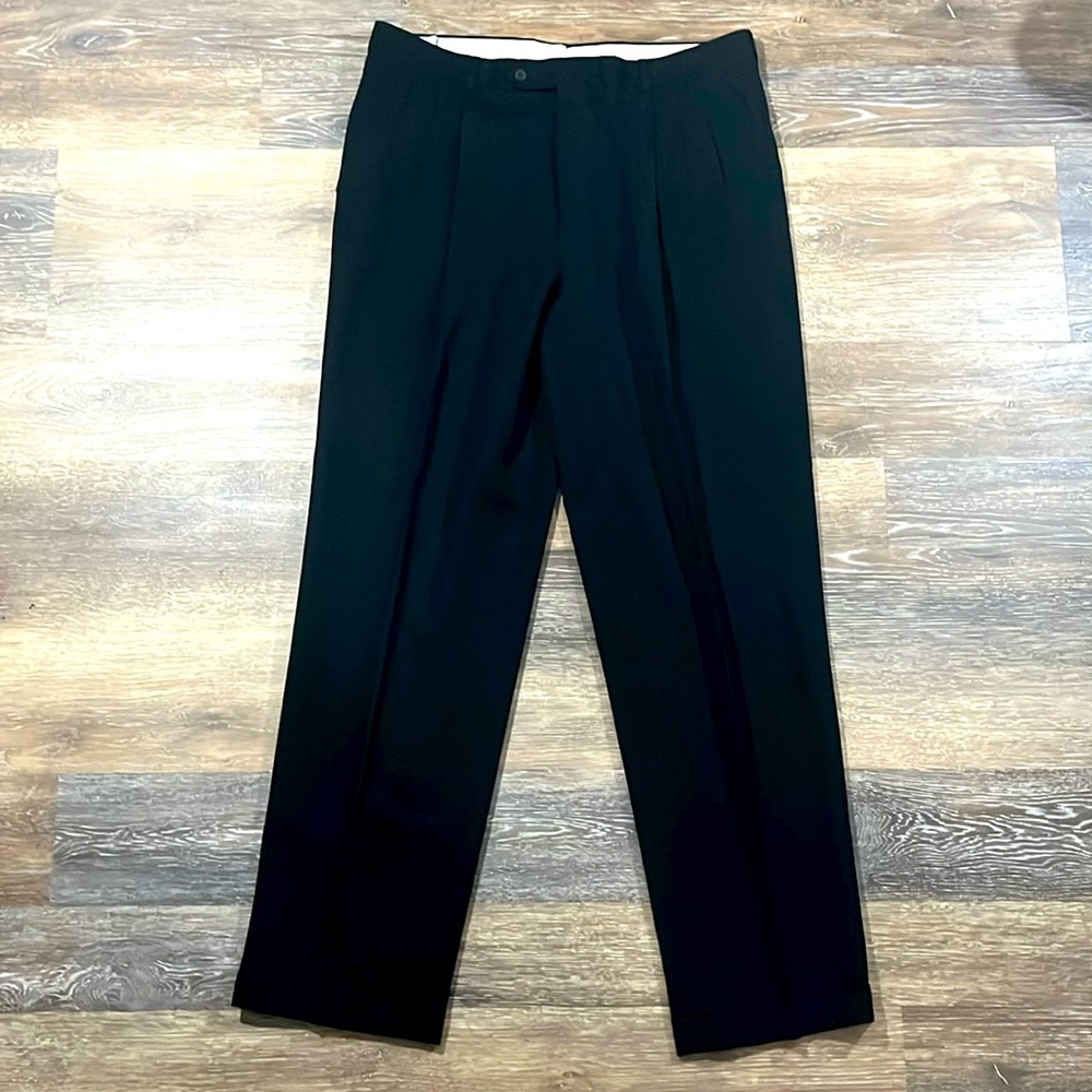 Vintage Men's Monsieur by Givenchy Pleated Black Wool Dress Pants/ Trouser